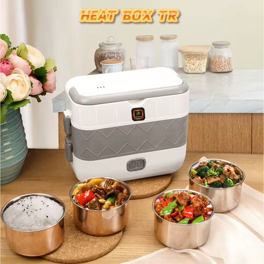 HeatBox TR 2 Katmanlı Elektrikli Yemek Isıtıcı | Taşınabilir Sıcak Yemek Kabı