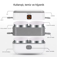 HeatBox TR 2 Katmanlı Elektrikli Yemek Isıtıcı | Taşınabilir Sıcak Yemek Kabı
